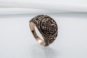 Sleipnir Symbol Ring with Urnes Style Bronze Viking Jewelry - vikingworkshop