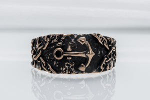 Ring with Anchor Symbol Bronze Handmade Unique Jewelry - vikingworkshop