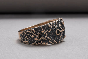 Ring with Anchor Symbol Bronze Handmade Unique Jewelry - vikingworkshop