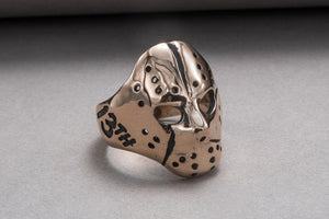 Jason Voorhees Mask Ring Unique Bronze Jewelry - vikingworkshop