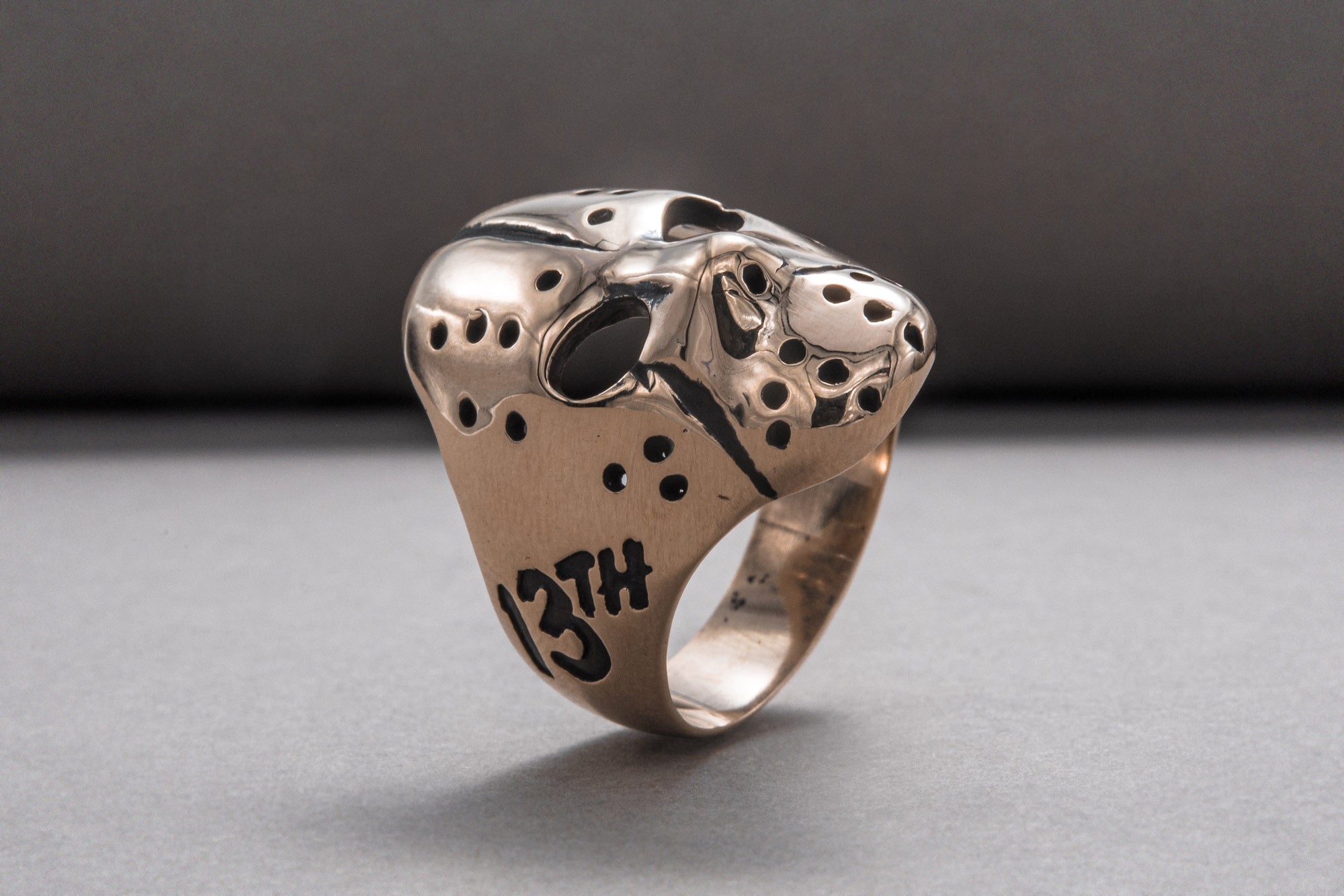 Jason Voorhees Mask Ring Unique Bronze Jewelry - vikingworkshop