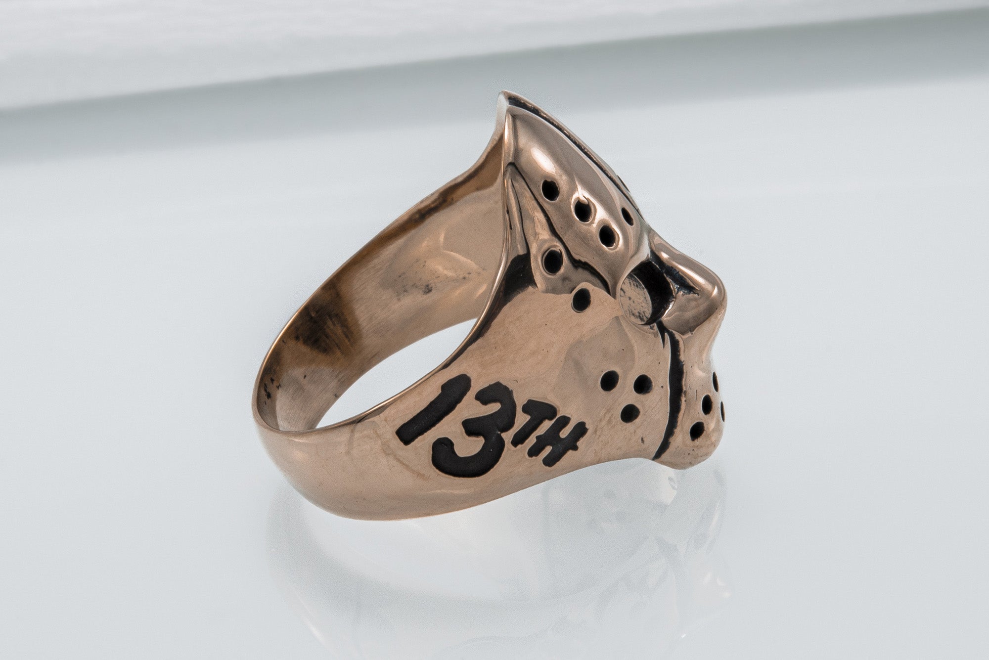 Jason Voorhees Mask Ring Unique Bronze Jewelry - vikingworkshop