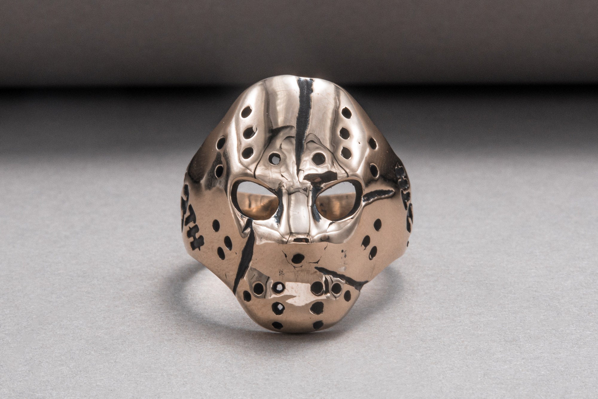 Jason Voorhees Mask Ring Unique Bronze Jewelry - vikingworkshop