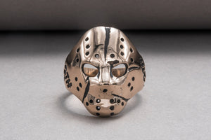 Jason Voorhees Mask Ring Unique Bronze Jewelry - vikingworkshop