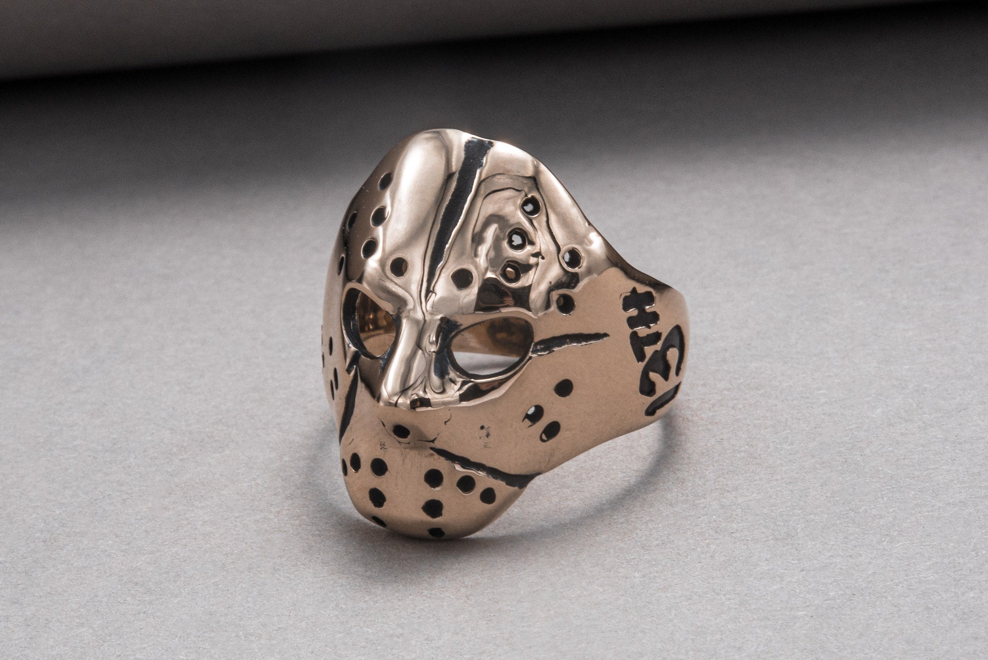 Jason Voorhees Mask Ring Unique Bronze Jewelry - vikingworkshop