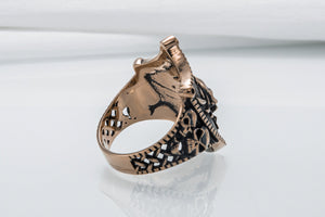Skull with Shield Bronze Unique Handmade Jewelry - vikingworkshop
