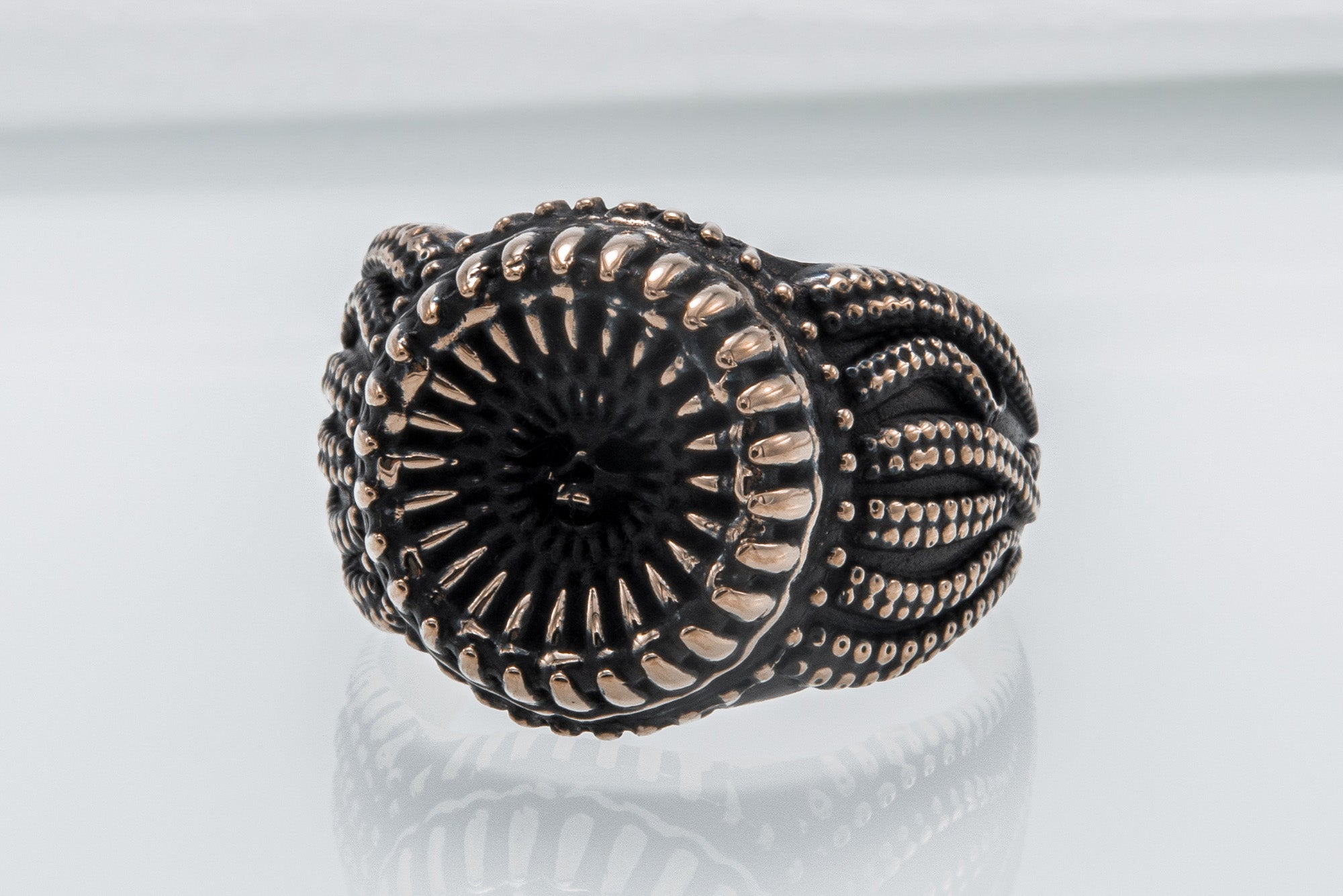 Kraken Ring with Skull Bronze Handmade Unique Jewelry - vikingworkshop