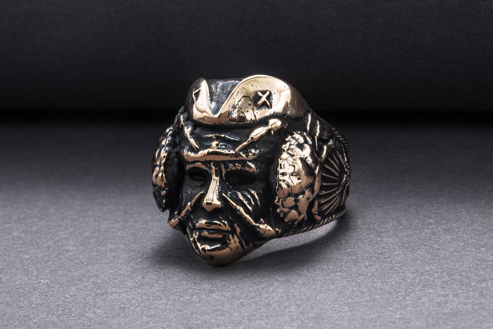 Pirate Handmade Ring Bronze Unique Jewelry - vikingworkshop