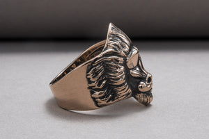 Ring with Baboon Bronze Handmade Jewelry - vikingworkshop