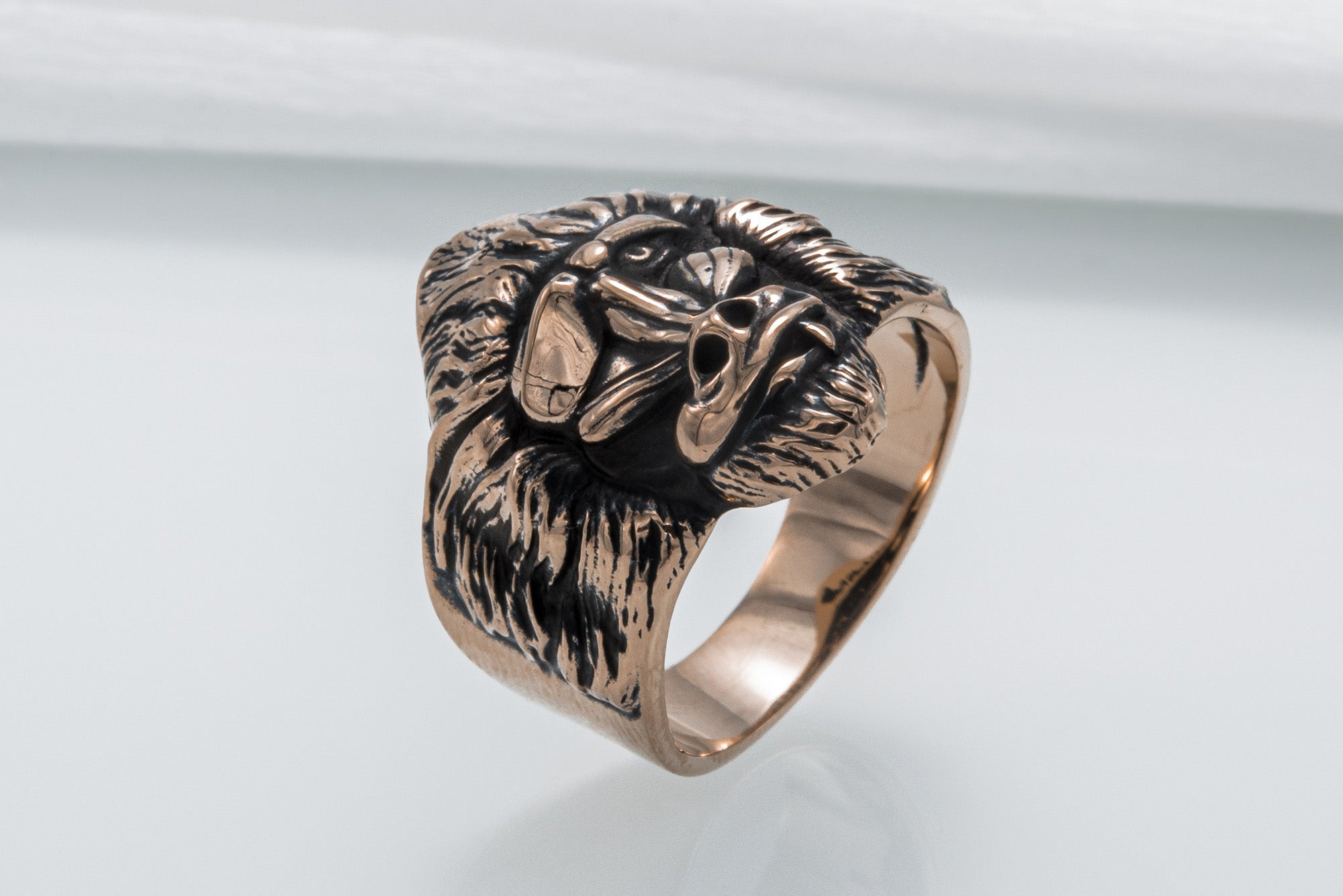 Ring with Baboon Bronze Handmade Jewelry - vikingworkshop