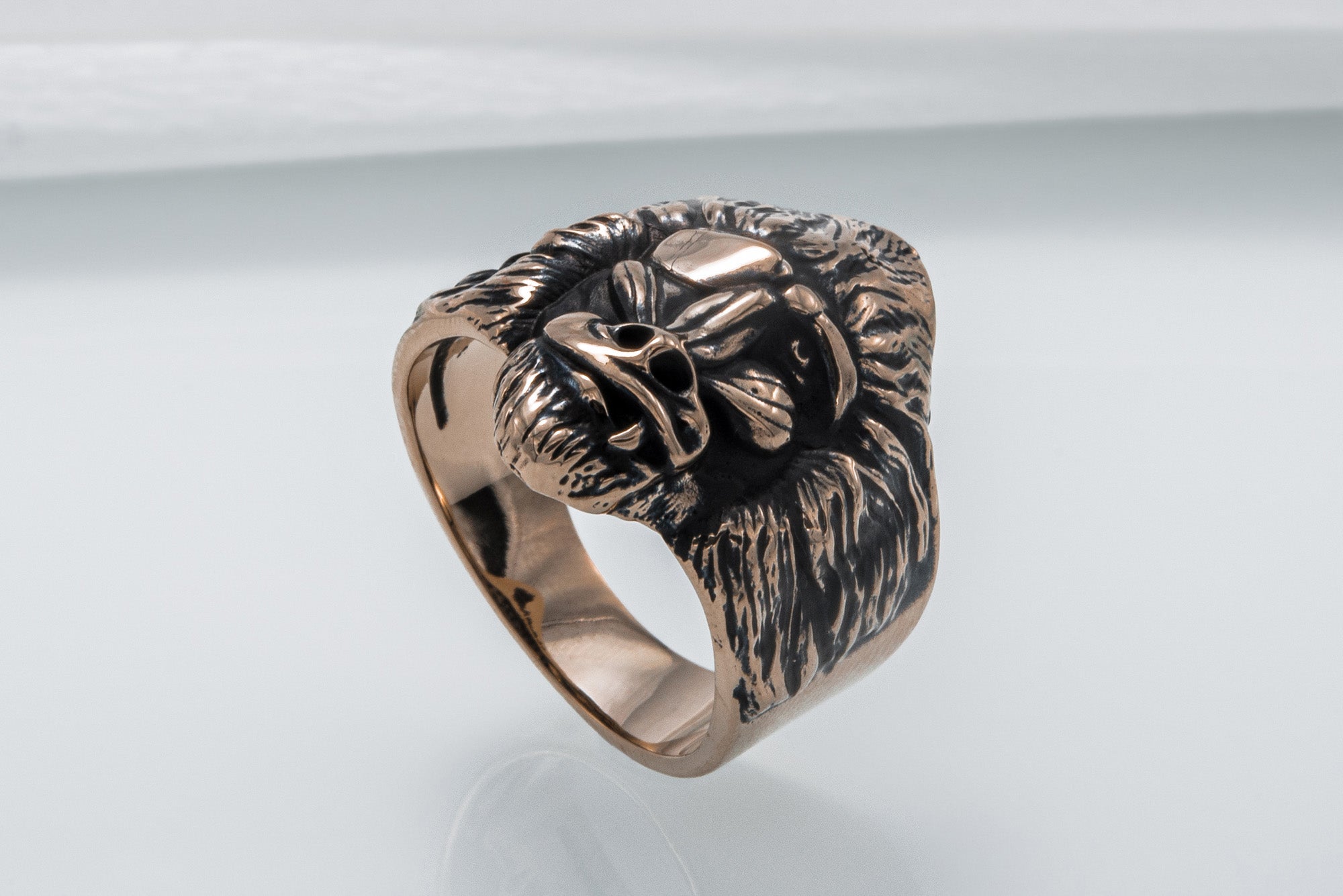 Ring with Baboon Bronze Handmade Jewelry - vikingworkshop
