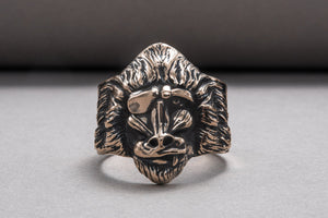 Ring with Baboon Bronze Handmade Jewelry - vikingworkshop