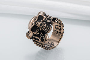 Biker Skull Ring Handmade Bronze Jewelry - vikingworkshop