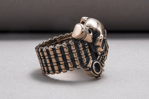 Biker Skull Ring Handmade Bronze Jewelry - vikingworkshop