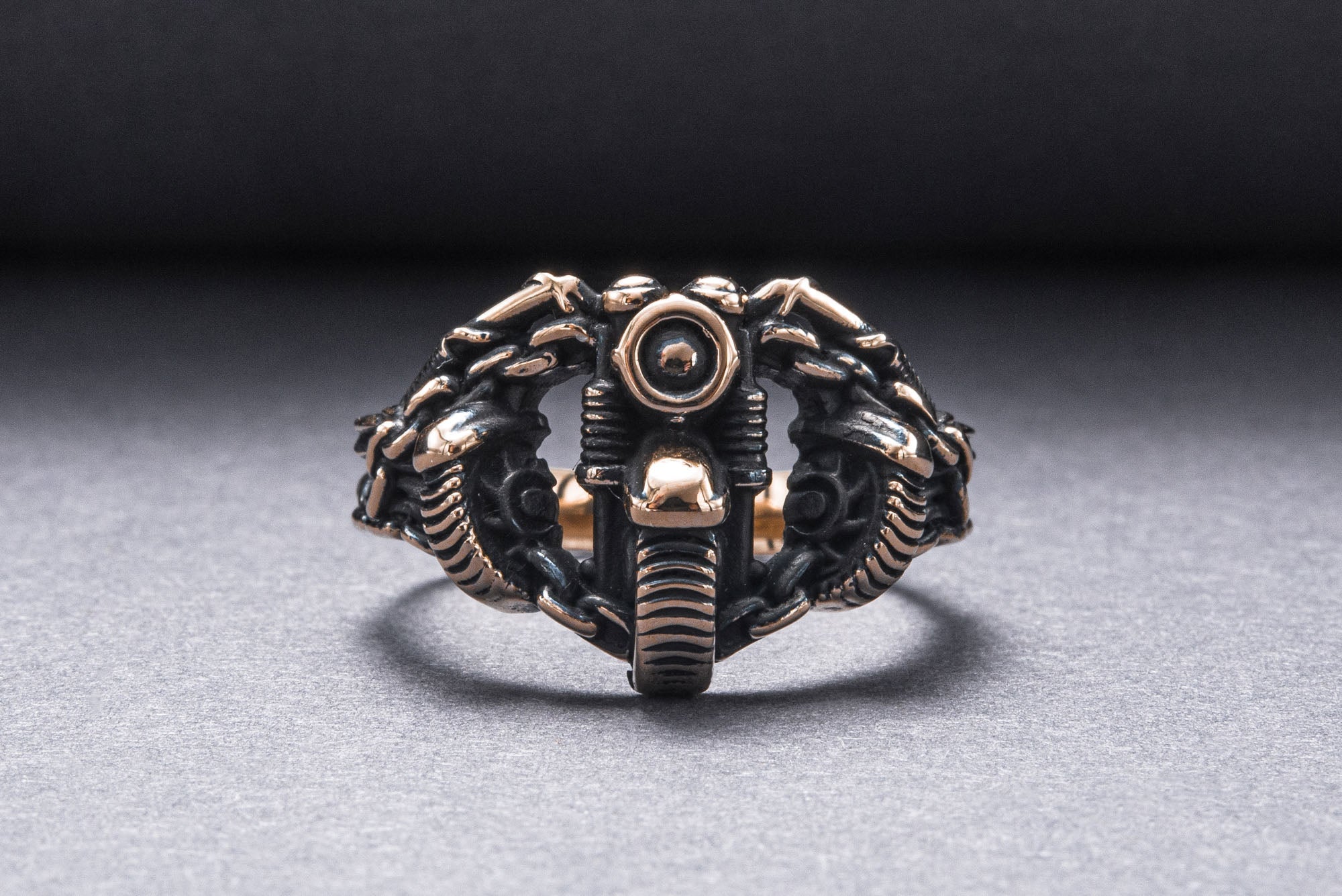 Motobike Ring Bronze Biker Jewelry - vikingworkshop