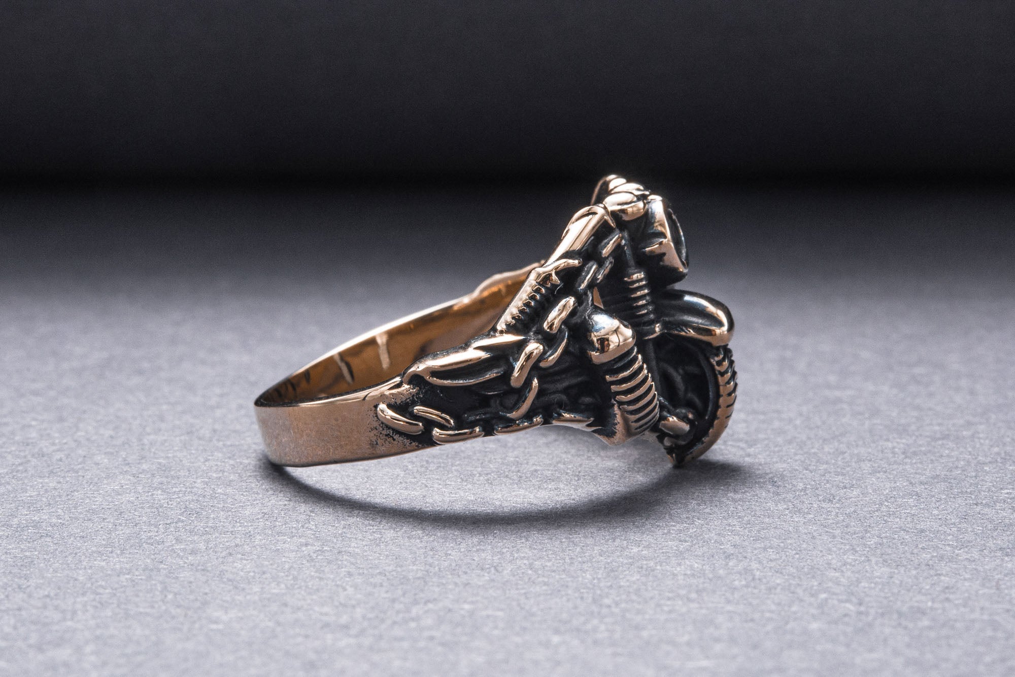 Motobike Ring Bronze Biker Jewelry - vikingworkshop