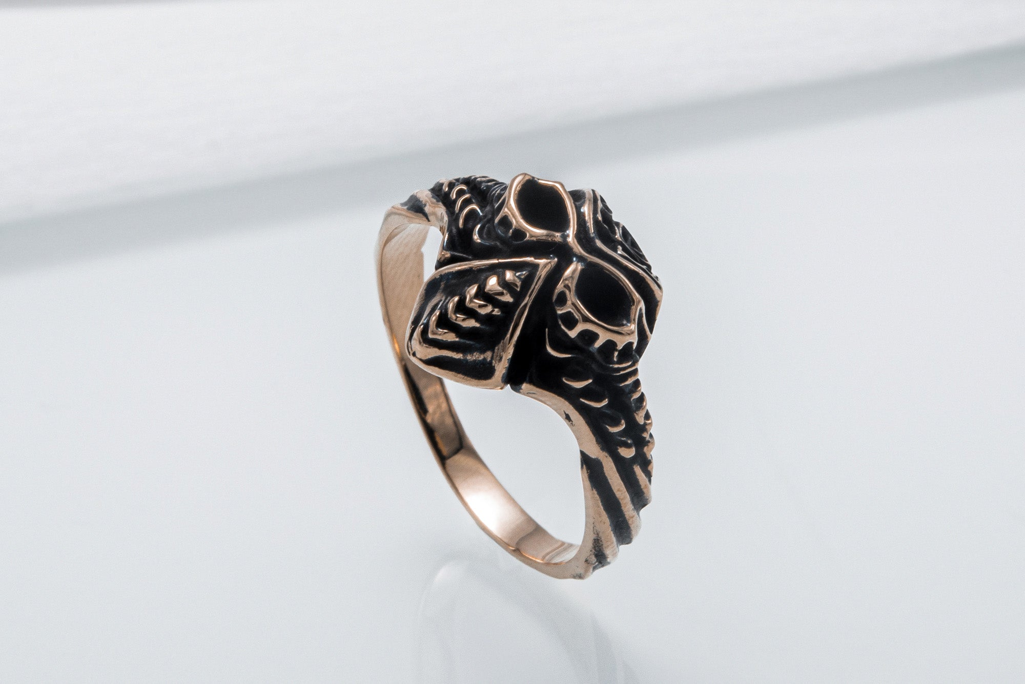 Mask ring Bronze Handmade Jewelry - vikingworkshop