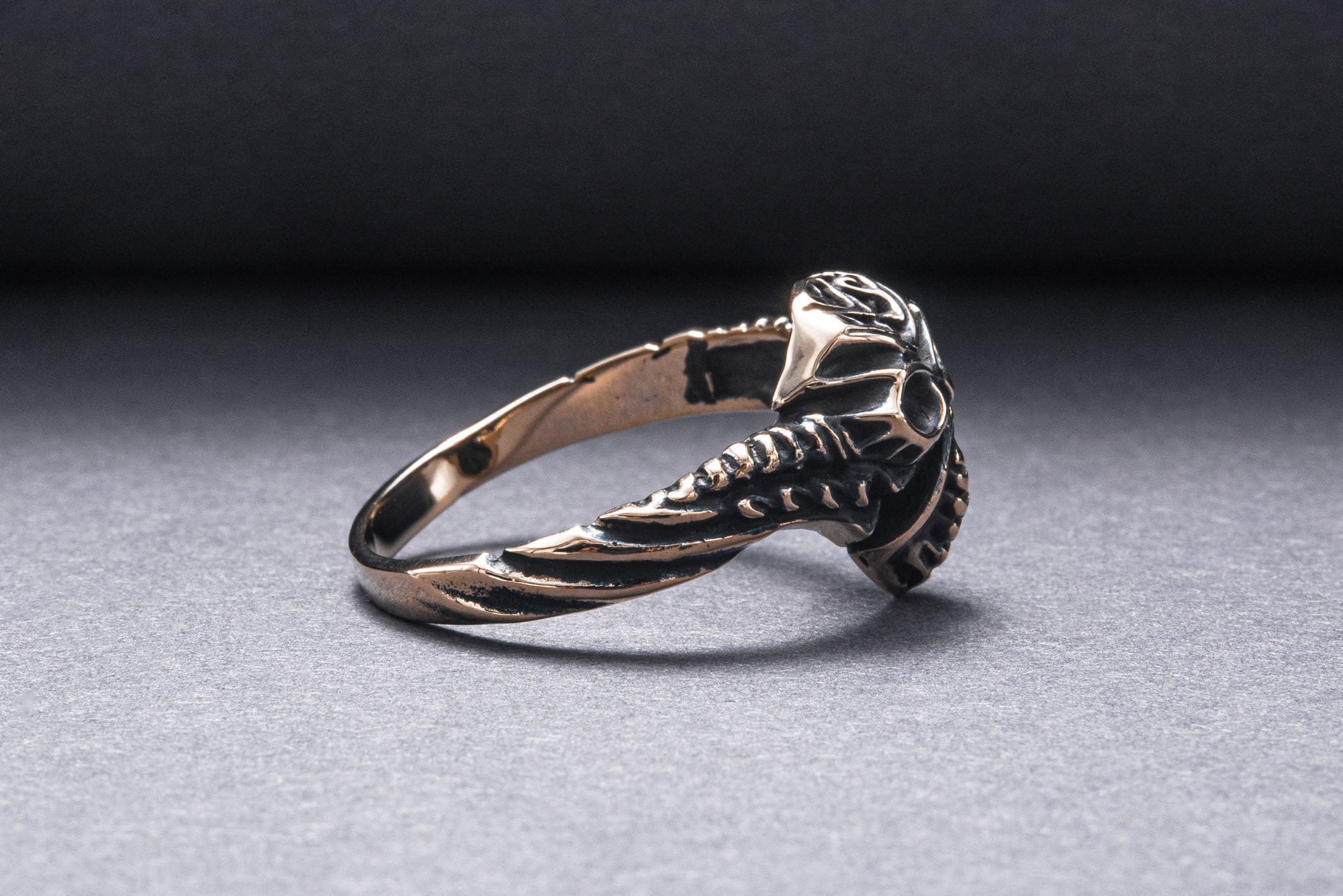 Mask ring Bronze Handmade Jewelry - vikingworkshop