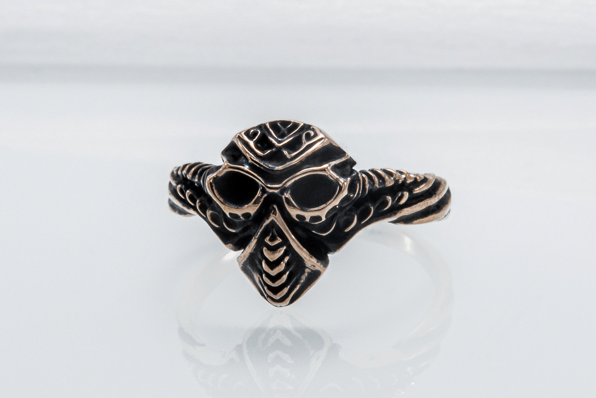 Mask ring Bronze Handmade Jewelry - vikingworkshop