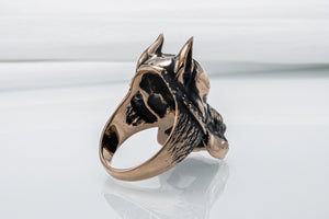Ring with Dog Bronze Handmade Jewelry - vikingworkshop
