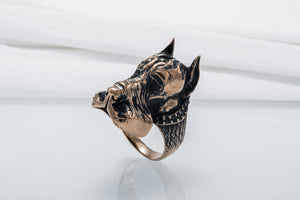 Ring with Dog Bronze Handmade Jewelry - vikingworkshop