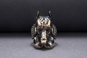 Ring with Dog Bronze Handmade Jewelry - vikingworkshop