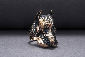Ring with Dog Bronze Handmade Jewelry - vikingworkshop