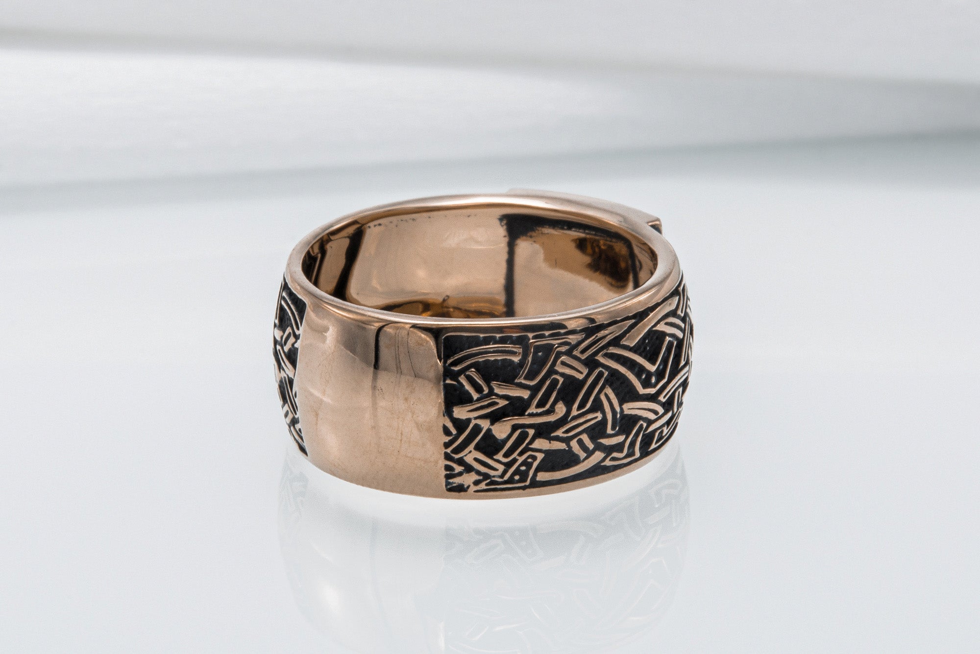 Viking Ring with Raido Rune and Norse Ornament Bronze Jewelry - vikingworkshop