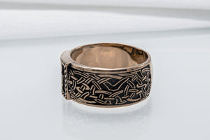 Viking Ring with Sowulo Rune and Norse Ornament Bronze Jewelry - vikingworkshop