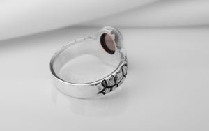 925 Silver Fashion ring with Big Red Gem and Rough texture, Unique handcrafted Jewelry - vikingworkshop