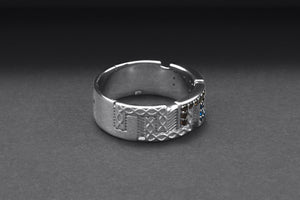 950 Platinum Ring with CZ and Ornament, Fashion Jewelry - vikingworkshop