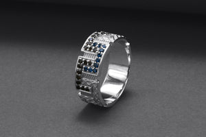 950 Platinum Ring with CZ and Ornament, Fashion Jewelry - vikingworkshop