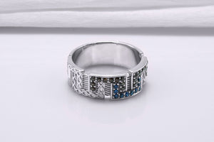 950 Platinum Ring with CZ and Ornament, Fashion Jewelry - vikingworkshop