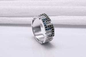 950 Platinum Ring with CZ and Ornament, Fashion Jewelry - vikingworkshop