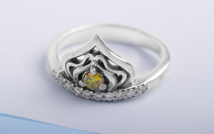 925 Silver Tiny Fashion Crown Ring with gems, Unique Handmade Jewelry - vikingworkshop