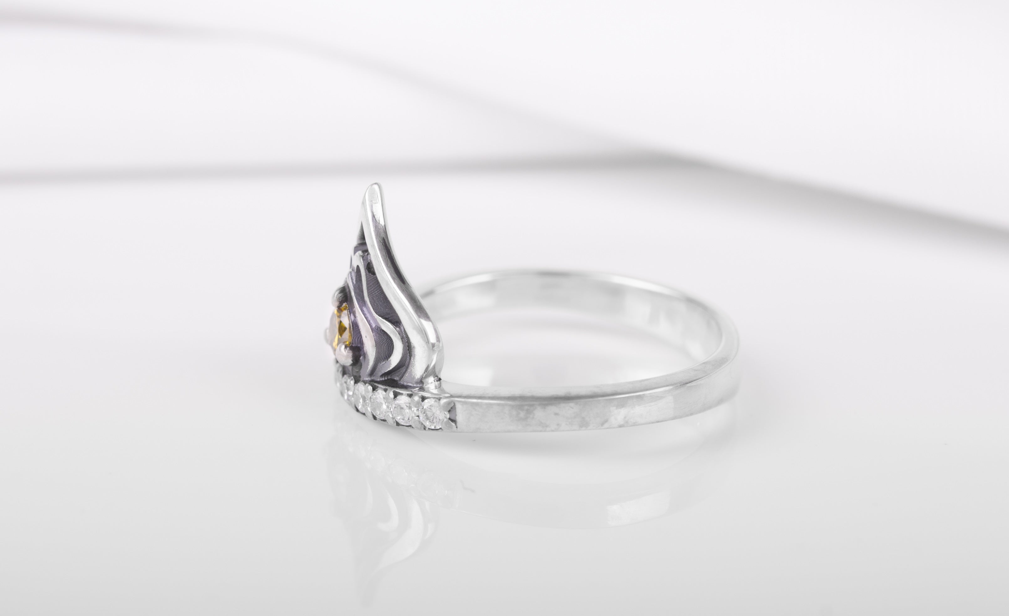 925 Silver Tiny Fashion Crown Ring with gems, Unique Handmade Jewelry - vikingworkshop