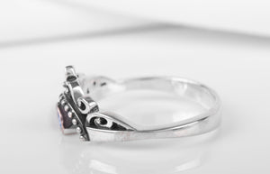 Unique Sterling Silver Fashion ring with Light Blue Gem, Handmade Jewelry - vikingworkshop