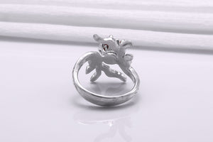 950 Platinum Tree Branch Ring with Red Gem, Handmade Fashion Jewelry - vikingworkshop