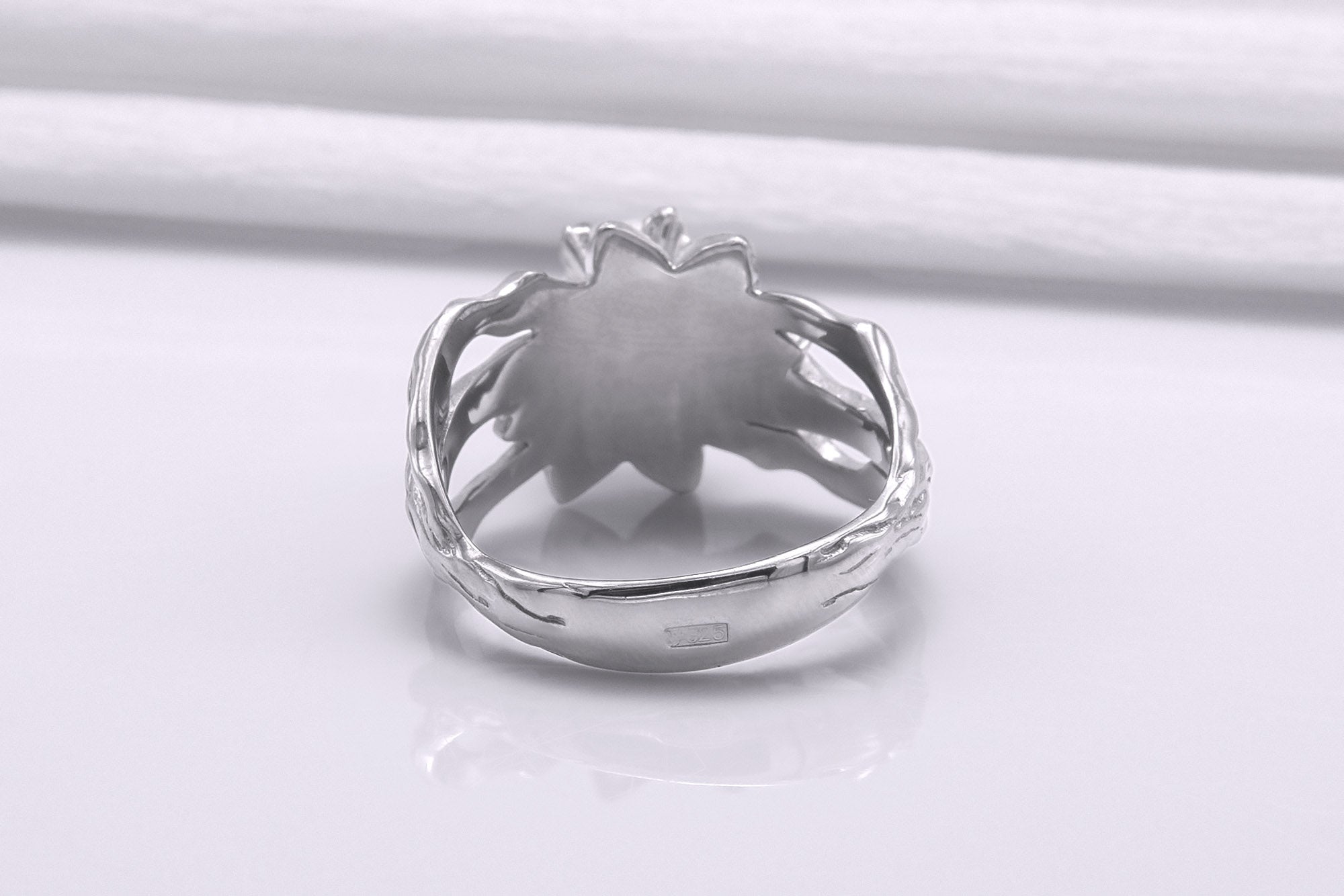 950 Platinum Tree Branch Ring with Champagne Gem, Handmade Fashion Jewelry - vikingworkshop