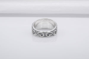 925 Silver Ring With Floral Ornament And Gem, Handmade Jewelry - vikingworkshop