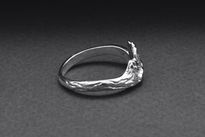 950 Platinum Branch Ring with Leaves and Green Gem, Unique Handmade Jewelry - vikingworkshop