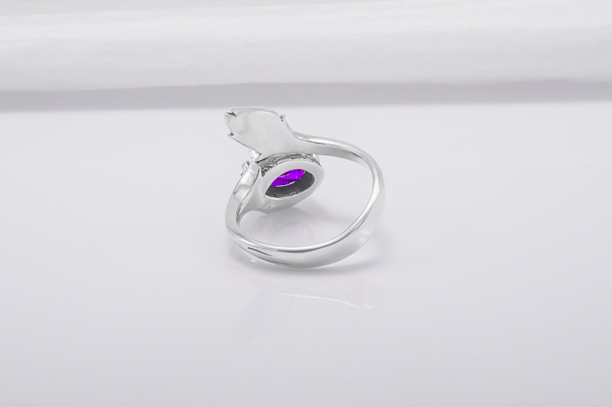 Minimalistic 925 Silver Ring With Tulip And Gem, Unique Handmade Jewelry - vikingworkshop