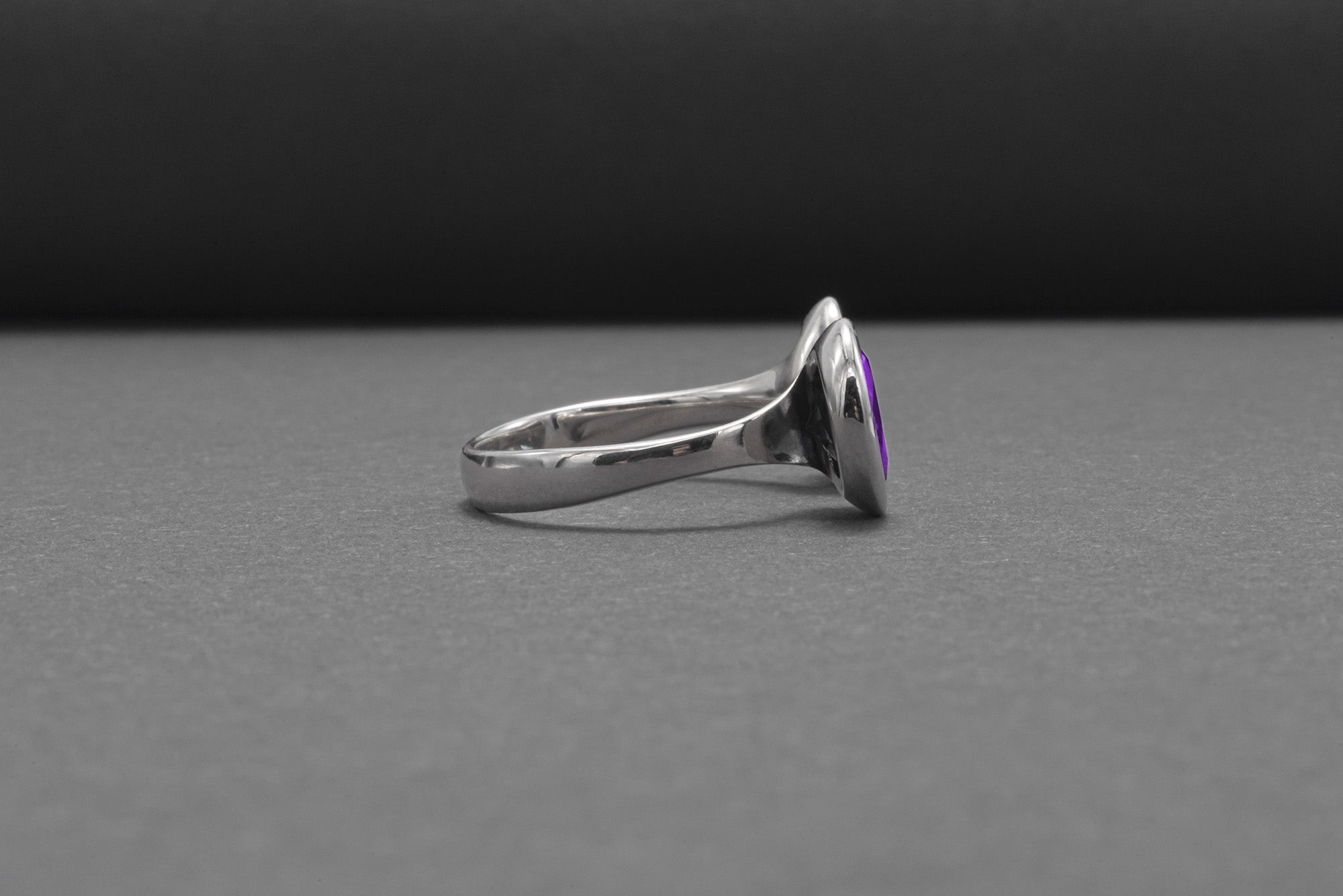 Minimalistic Sterling Silver Ring With Blue And Purple Gems, Handmade Jewelry - vikingworkshop