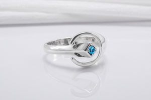 Unique Round 925 Silver Ring With Blue Gem, Handcrafted Jewelry - vikingworkshop