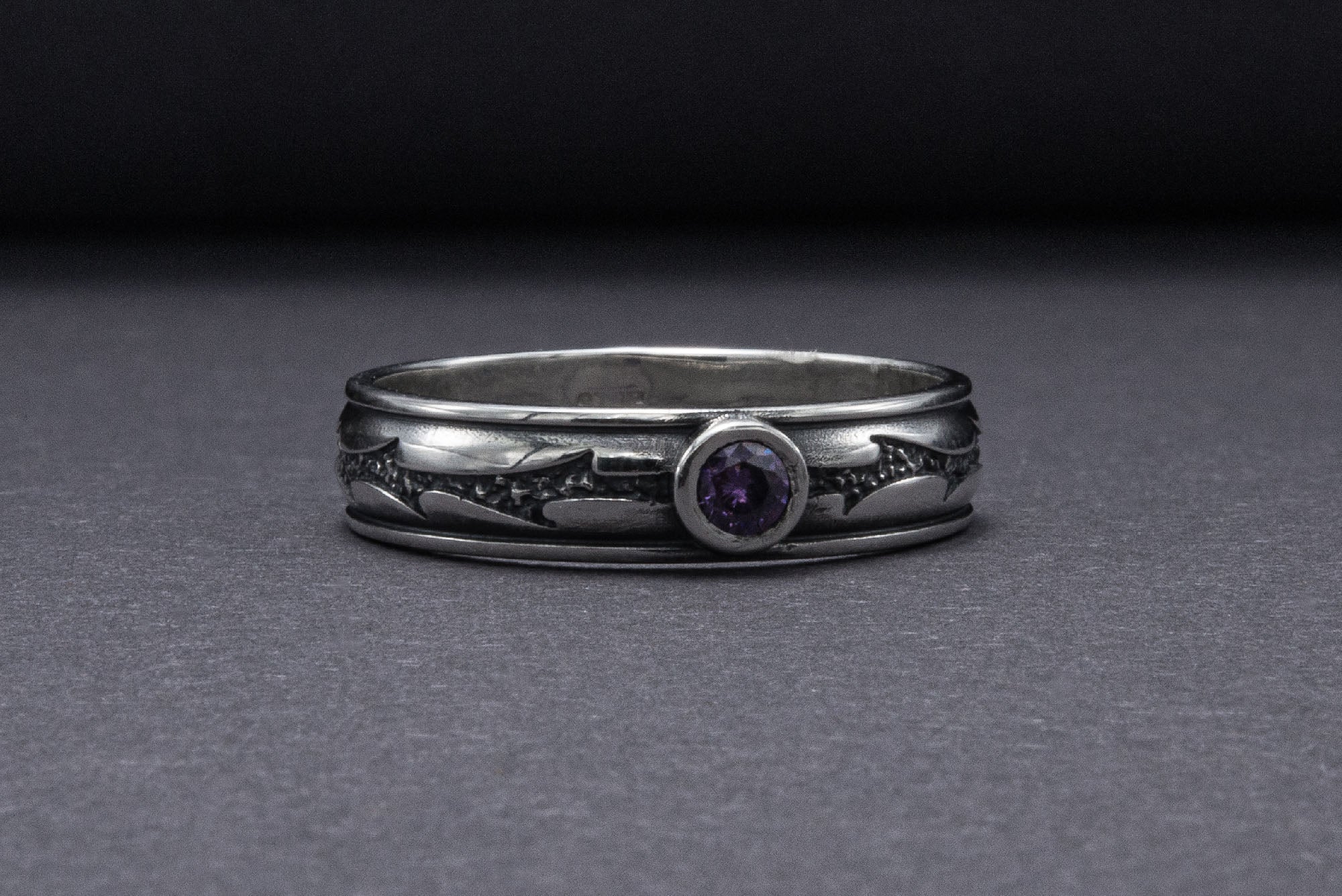 925 Silver Handmade Ring With Purple Gem, Unique Fashion Jewelry - vikingworkshop