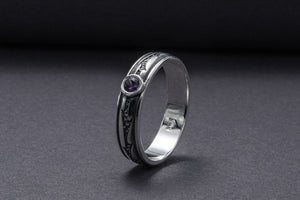 925 Silver Handmade Ring With Purple Gem, Unique Fashion Jewelry - vikingworkshop