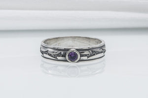 925 Silver Handmade Ring With Purple Gem, Unique Fashion Jewelry - vikingworkshop