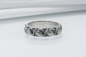 Sterling Silver Ring With Thistles, Handmade Jewelry - vikingworkshop