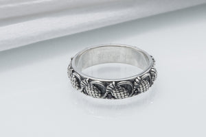 Sterling Silver Ring With Thistles, Handmade Jewelry - vikingworkshop