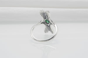 925 Silver Handmade Ring With Green Gems, Unique Fashion Jewelry - vikingworkshop